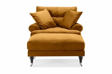 Andrew Fåtölj med Fotpall Sammet - Amber/Krom - Möbler - Fåtölj & stolar - Fåtölj - Sammetsfåtölj