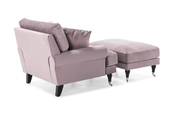 Andrew Fåtölj med Fotpall Sammet - Lila/Krom - Möbler - Fåtölj & stolar - Fåtölj - Sammetsfåtölj
