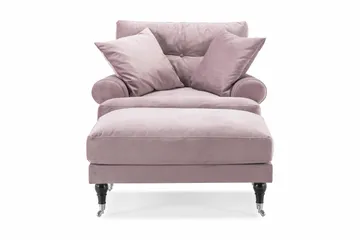 Andrew Fåtölj med Fotpall Sammet - Lila/Krom - Möbler - Fåtölj & stolar - Fåtölj - Sammetsfåtölj