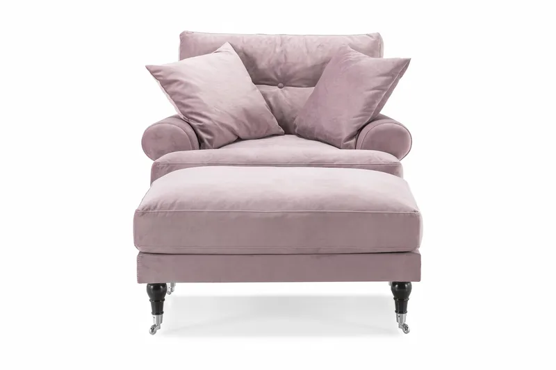 Andrew Fåtölj med Fotpall Sammet - Lila/Krom - Möbler - Fåtölj & stolar - Fåtölj - Sammetsfåtölj