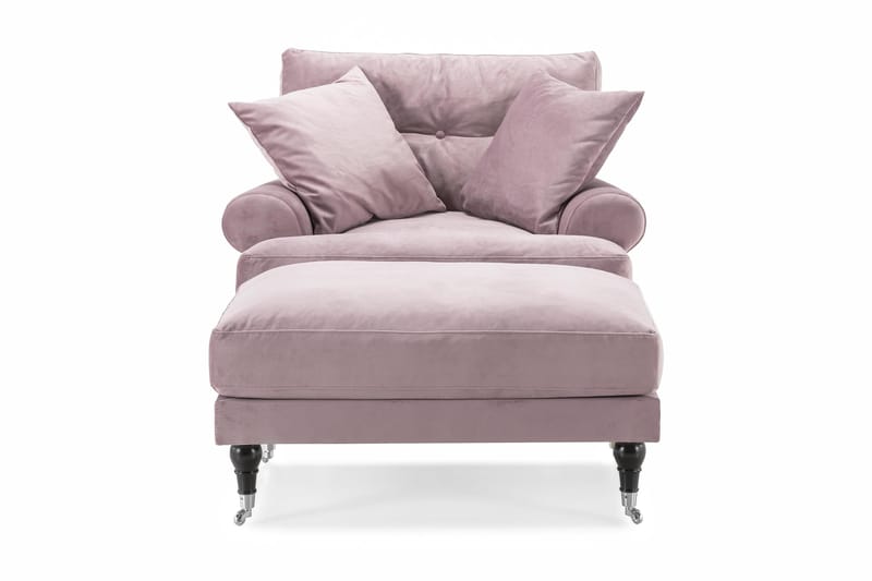 Andrew Fåtölj med Fotpall Sammet - Lila/Krom - Möbler - Fåtölj & stolar - Fåtölj - Sammetsfåtölj