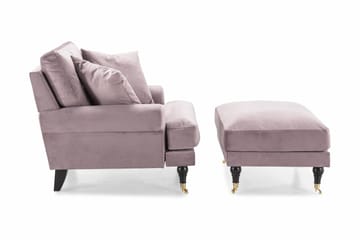 Andrew Fåtölj med Fotpall Sammet - Lila/Mässing - Möbler - Fåtölj & stolar - Fåtölj - Sammetsfåtölj