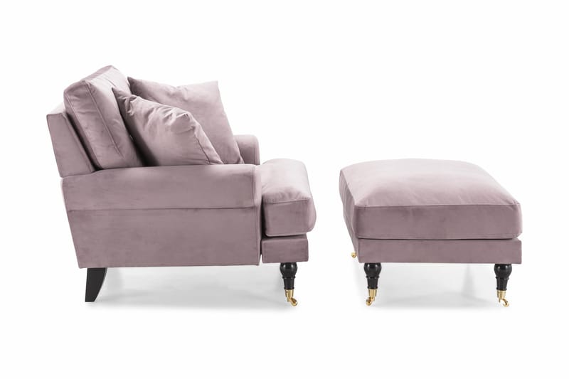 Andrew Fåtölj med Fotpall Sammet - Lila/Mässing - Möbler - Fåtölj & stolar - Fåtölj - Sammetsfåtölj