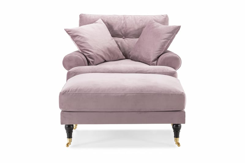 Andrew Fåtölj med Fotpall Sammet - Lila/Mässing - Möbler - Fåtölj & stolar - Fåtölj - Sammetsfåtölj