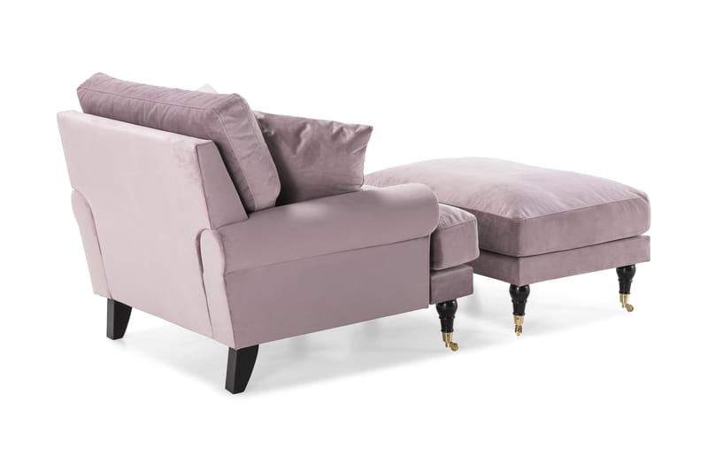 Andrew Fåtölj med Fotpall Sammet - Lila/Mässing - Möbler - Fåtölj & stolar - Fåtölj - Sammetsfåtölj