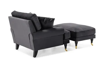 Andrew Fåtölj med Fotpall Sammet - Mörkgrå/Mässing - Möbler - Fåtölj & stolar - Fåtölj - Sammetsfåtölj