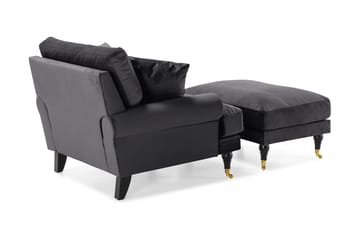 Andrew Fåtölj med Fotpall Sammet - Mörkgrå/Mässing - Möbler - Fåtölj & stolar - Fåtölj - Sammetsfåtölj