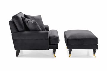 Andrew Fåtölj med Fotpall Sammet - Mörkgrå/Mässing - Möbler - Fåtölj & stolar - Fåtölj - Sammetsfåtölj