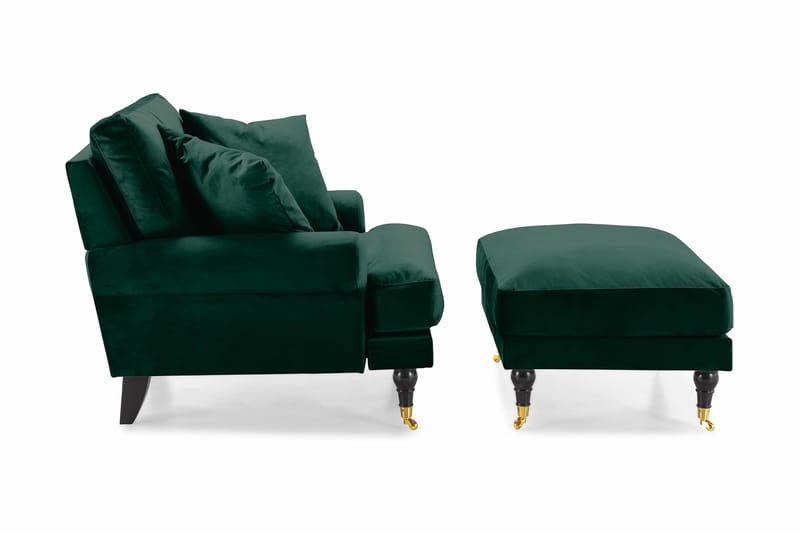 Andrew Fåtölj med Fotpall Sammet - Mörkgrön/Mässing - Möbler - Fåtölj & stolar - Fåtölj - Sammetsfåtölj