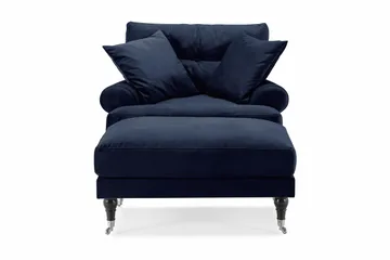 Andrew Fåtölj med Fotpall Sammet - Midnattsblå/Krom - Möbler - Fåtölj & stolar - Fåtölj - Sammetsfåtölj