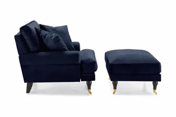 Andrew Fåtölj med Fotpall Sammet - Midnattsblå/Mässing - Möbler - Fåtölj & stolar - Fåtölj - Sammetsfåtölj