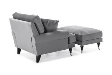 Andrew Fåtölj med Fotpall Sammet - Silvergrå/Krom - Möbler - Fåtölj & stolar - Fåtölj - Sammetsfåtölj