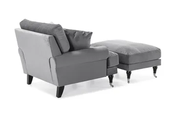 Andrew Fåtölj med Fotpall Sammet - Silvergrå/Krom - Möbler - Fåtölj & stolar - Fåtölj - Sammetsfåtölj