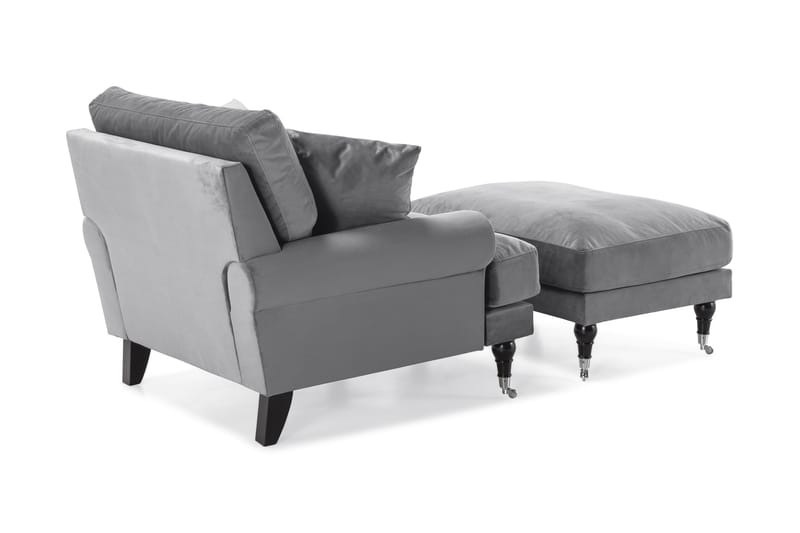 Andrew Fåtölj med Fotpall Sammet - Silvergrå/Krom - Möbler - Fåtölj & stolar - Fåtölj - Sammetsfåtölj