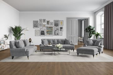 Andrew Fåtölj med Fotpall Sammet - Silvergrå/Mässing - Möbler - Fåtölj & stolar - Fåtölj - Sammetsfåtölj