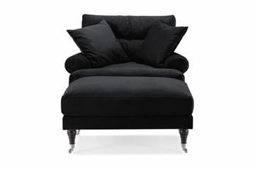 Andrew Fåtölj med Fotpall Sammet - Svart/Krom - Möbler - Fåtölj & stolar - Fåtölj - Sammetsfåtölj