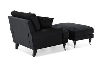 Andrew Fåtölj med Fotpall Sammet - Svart/Krom - Möbler - Fåtölj & stolar - Fåtölj - Sammetsfåtölj