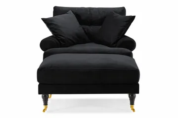 Andrew Fåtölj med Fotpall Sammet - Svart/Mässing - Möbler - Fåtölj & stolar - Fåtölj - Sammetsfåtölj