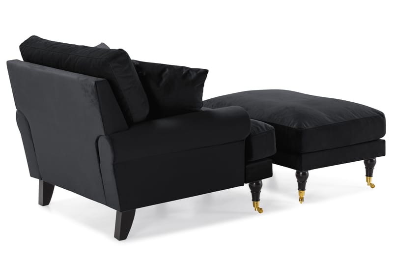 Andrew Fåtölj med Fotpall Sammet - Svart/Mässing - Möbler - Fåtölj & stolar - Fåtölj - Sammetsfåtölj