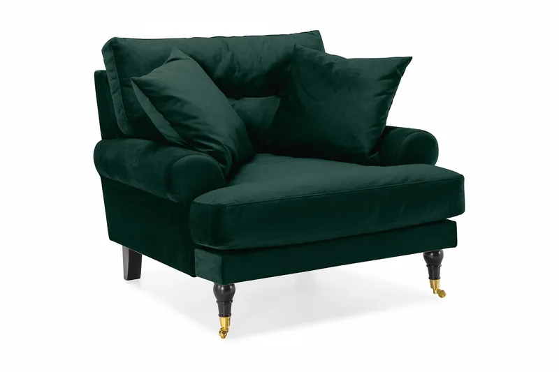 Andrew Sammetsfåtölj, Mörkgrön/Mässing