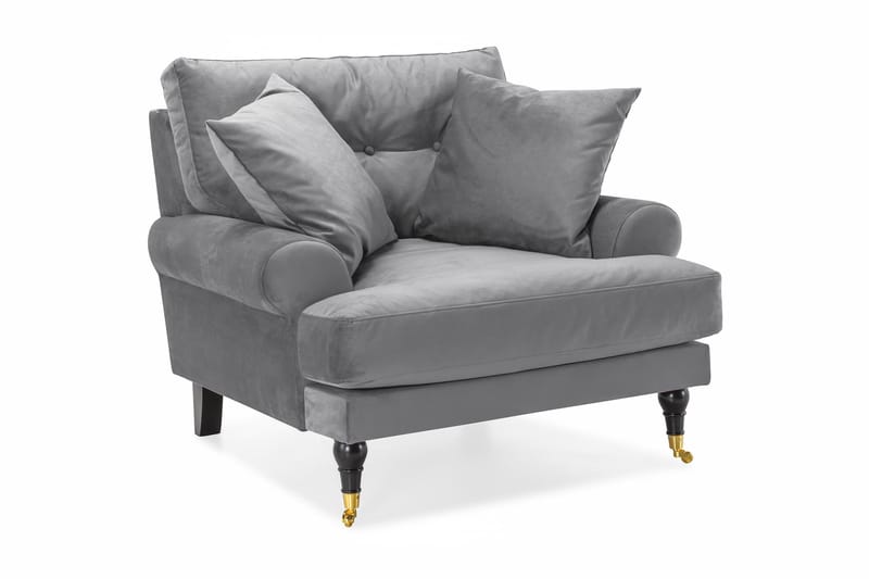 Andrew Sammetsfåtölj, Silvergrå/Mässing