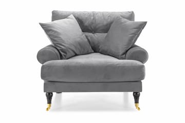 Andrew Sammetsfåtölj - Silvergrå/Mässing - Möbler - Fåtölj & stolar - Fåtölj - Sammetsfåtölj