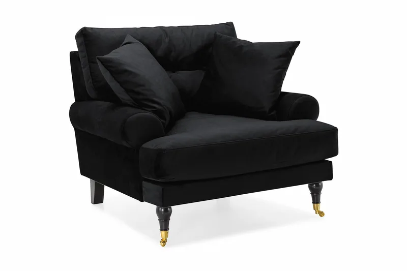 Andrew Sammetsfåtölj, Svart/Mässing