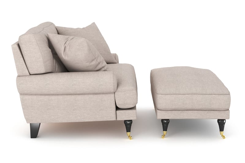 Fåtölj med Fotpall Webber - Beige|Krom - Möbler - Fåtölj & stolar - Fåtölj - Howard fåtölj