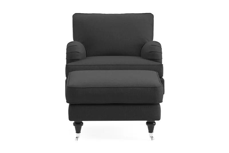 Howard Classic Fåtölj med Fotpall, Mörkgrå