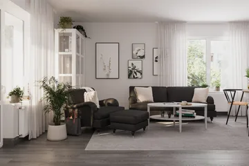 Howard Classic Fåtölj med Fotpall - Mörkgrå - Möbler - Fåtölj & stolar - Fåtölj - Howard fåtölj