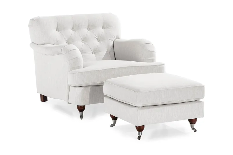 Howard Riviera Fåtölj med Fotpall, Linnebeige