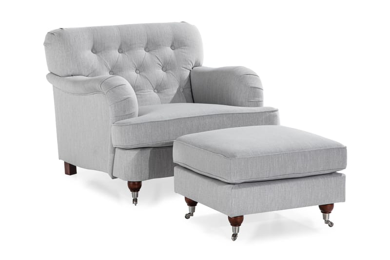 Howard Riviera Fåtölj med Fotpall, Linnegrå