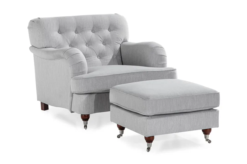 Howard Riviera Fåtölj med Fotpall - Linnegrå - Möbler - Fåtölj & stolar - Fåtölj - Howard fåtölj