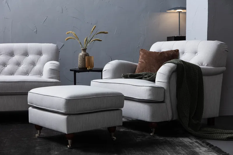 Howard Riviera Fåtölj med Fotpall - Linnegrå - Möbler - Fåtölj & stolar - Fåtölj - Howard fåtölj