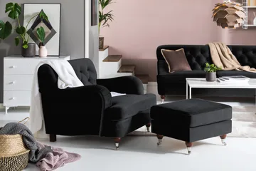 Howard Riviera Fåtölj med Fotpall - Svart - Möbler - Fåtölj & stolar - Fåtölj - Howard fåtölj