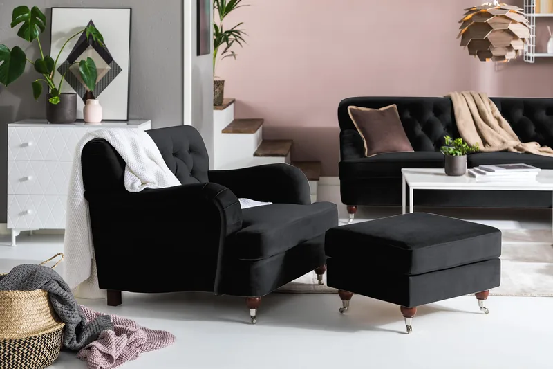 Howard Riviera Fåtölj med Fotpall - Svart - Möbler - Fåtölj & stolar - Fåtölj - Howard fåtölj