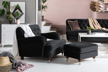 Sammetsfåtölj New Castle - Svart - Möbler - Fåtölj & stolar - Fåtölj - Howard fåtölj