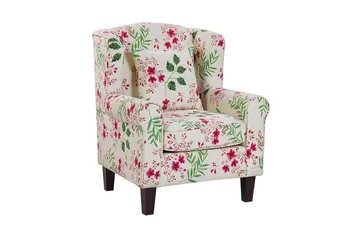 Ingeberg Fåtölj med Fotpall Blommönster - Beige - Möbler - Fåtölj & stolar - Fåtölj