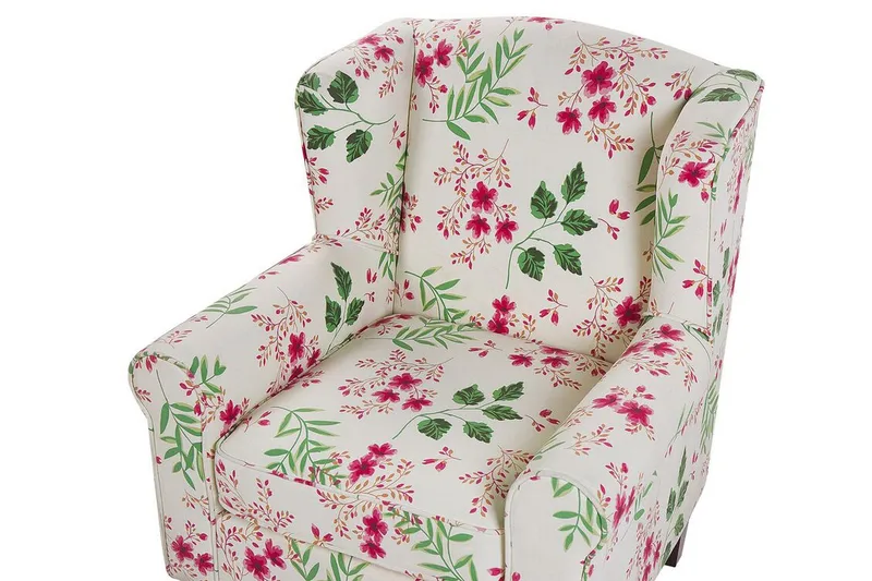 Ingeberg Fåtölj med Fotpall Blommönster - Beige - Möbler - Fåtölj & stolar - Fåtölj