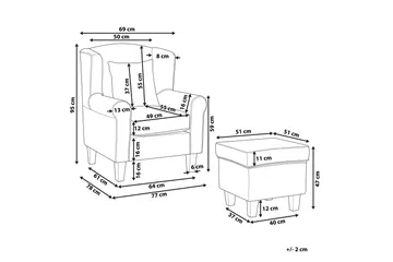 Ingeberg Fåtölj med Fotpall Blommönster - Beige - Möbler - Fåtölj & stolar - Fåtölj