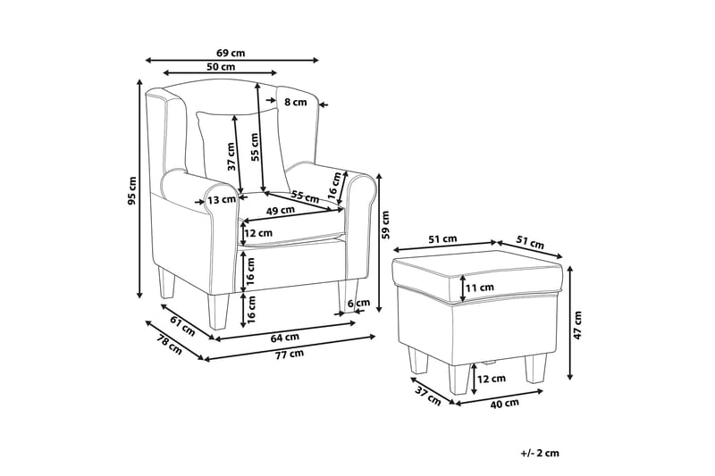 Ingeberg Fåtölj med Fotpall Blommönster - Beige - Möbler - Fåtölj & stolar - Fåtölj