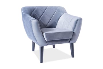 Karond Sammetsfåtölj - Grå/Trä - Möbler - Fåtölj & stolar - Fåtölj - Sammetsfåtölj