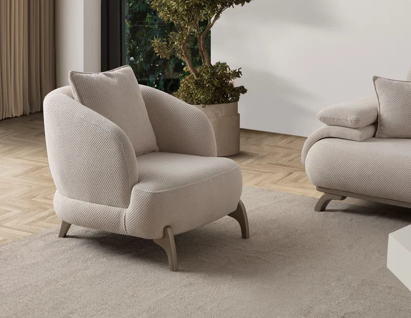 Kelnor Öronlappsfåtölj 80x78x80 cm - Beige - Möbler - Fåtölj & stolar - Fåtölj - Öronlappsfåtölj