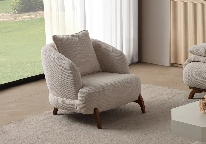 Kelnor Öronlappsfåtölj 80x78x80 cm - Beige - Möbler - Fåtölj & stolar - Fåtölj - Öronlappsfåtölj