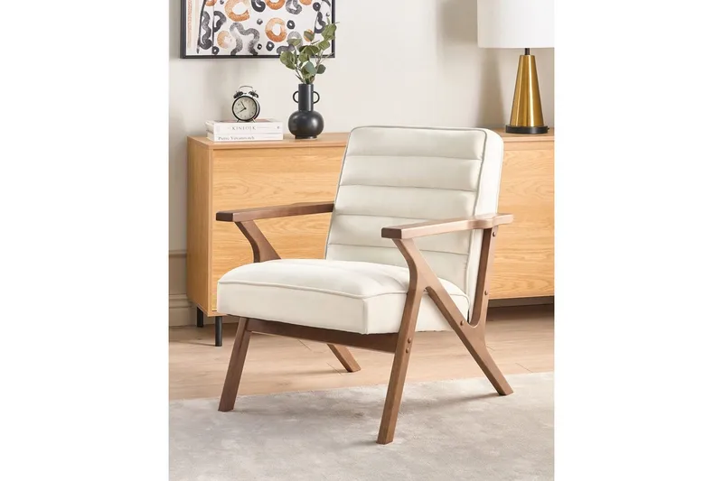 Fåtölj Kisa - Vitt, mörkt trä - Möbler - Fåtölj & stolar - Fåtölj