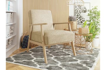 Knocklong Fåtölj i Boucle med Trästativ - Gräddvit - Möbler - Fåtölj & stolar - Fåtölj