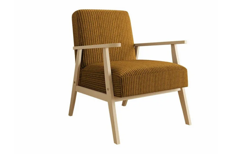 Knocklong Retro Fåtölj i Manchestertyg, Senapsgul