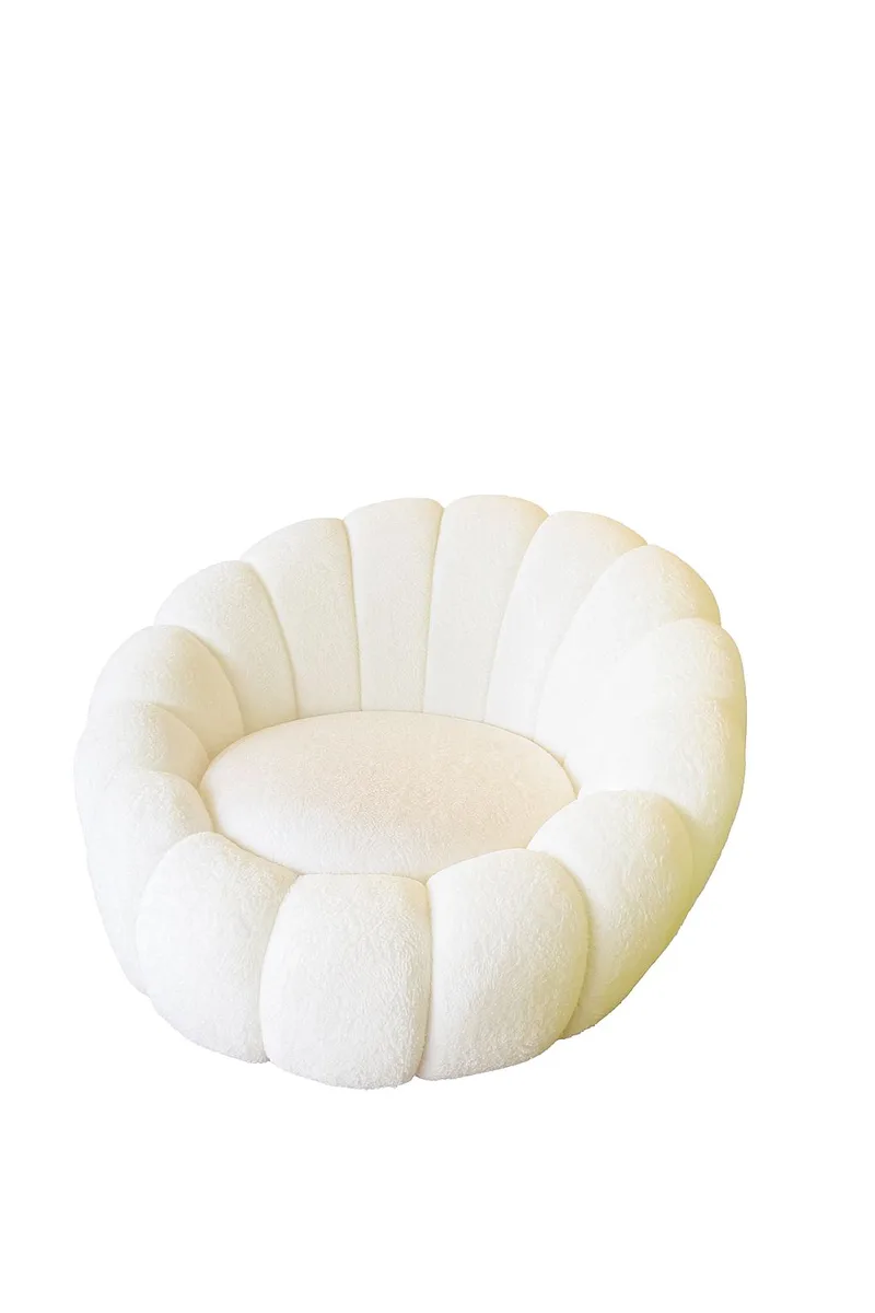 Kovran Fåtölj Plysch - Vit - Möbler - Fåtölj & stolar - Fåtölj - Öronlappsfåtölj