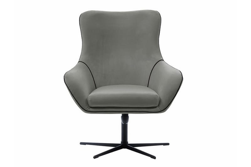 Laytown Modern Fåtölj i Sammet med Metallben - Grå - Möbler - Fåtölj & stolar - Fåtölj