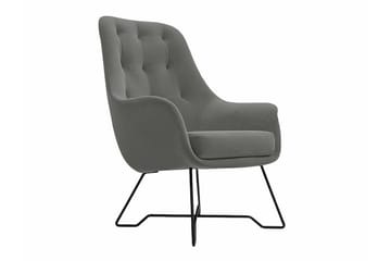 Laytown Modern Fåtölj i Sammet med Metallben - Grå - Möbler - Fåtölj & stolar - Fåtölj